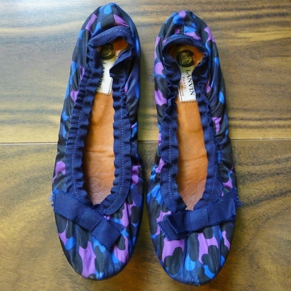 Lanvin Animal Print Scrunch Ballet Flats